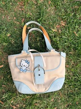 Coach blue and Beige medium shoulder bag